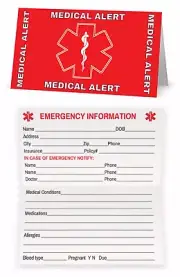 Emergency Medical ID Card - Contact & Condition Alert - ICE - Medical Alert ID