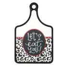About Face Designs Cheese Board Serving Tray with Handle, 12 x 7.5-Inches, Let's