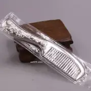 Pure 999 Fine Silver Hair Comb Bird Flower Healthy Hair Care 5.7''L Best Gift