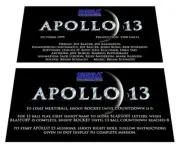 Sega Apollo 13 Pinball Custom Apron Instruction Cards