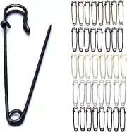 Safety Pins, 3" Large Safety Pins, Set of 40, Large Safety Pins, Clothing Safety