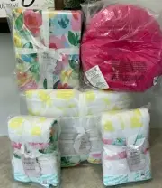 Pottery Barn Kids Hope for Flowers Concentric patchwork QUEEN quilt shams sheet+