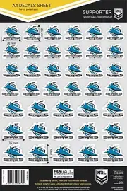NRL A4 Decal Sheet - Cronulla Sharks - Sticker