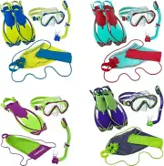 Boys Girls Kids Snorkel Mask Fins Set, Anti-Fog Snorkeling Mask Swim Goggles Set