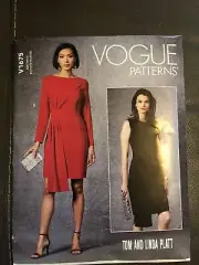 Vogue V1675 14-22 Sewing Pattern Ladies Side Pleat Draped Dress 2 Styles
