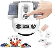 Automatic Card Shuffler and Dealer, 2-in-1 Rechargeable Card Dealer Machine with 2600mAh Battery, 360° Rotating Card Dealing & Shuffing Machine for for UNO Texas Hold'em 5 Card Draw White