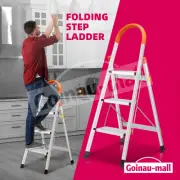 Foldable Aluminium Step Stool Portable Folding Ladder Platform Stairs Handrail