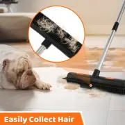 3Pcs Rubber Broom with Squeegee Washable Carpet Rake Broom with Adjustable Shnjs