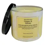 New Bath & Body Works GINGER & HINOKI, 3 Wick Candle, 14.5 OZ
