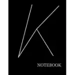 PERSONALIZED K INITIAL LETTER BLACK NOTEBOOK- PERSONALIZED K INITIAL LETTER BLACK NOTEBOOK GRID STURDY HIGH QUALITY PREMIUM WHITE PAPER 8.5X11 200 PAG