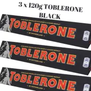 3x Dark Chocolate Toblerone BLACK with Honey & Almond Nougat 100g 3.5oz