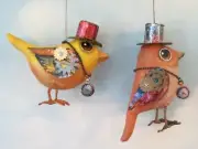 Cloth Folk Art Doll Pattern "Steampunk Wrens" by Susan Barmore