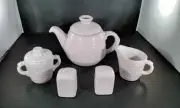 Vintage Frankoma Mayan Aztec White Sand Teapot,salt&pepper Shakers,creamer Sugar