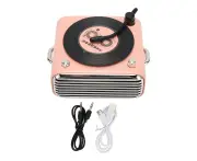 Bluetooth 5.0 Speaker Vinly Record Player Style Old Fashioned Classic Style Loud Volume Wireless Bluetooth Speaker Pink