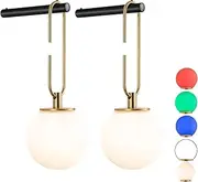 Battery Operated Wall sconces with Remote Control,Dimmable Wall Sconce Set of 2 with 6 RGB Colors,Modern Style Wall Lights fixtures Non hardwire Install (Black)