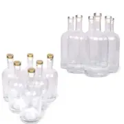 6 x 750ml Glass Spirits Vodka Whiskey Clear Bottles w/ Gold or Silver Cork