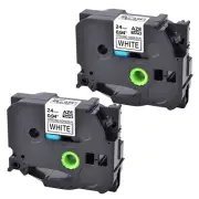 2PK Compatible with Brother P-Touch White Tape Strong Adhesive TZe TZ-S251 24mm