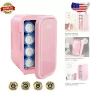 Stylish Mini Fridge: Compact Cooler & Heater for Home/Car - Pink, 8 Can Capacity