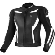 Chase Black White Leather Motorcycle Jacket