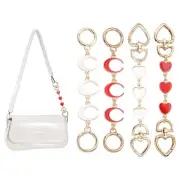 Bag Extender Chain, 4 Pcs Purse Strap Heart Moon Shape Chain, White/Red