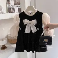 在飛比找蝦皮商城精選優惠-女童冬天洋裝 新款 韓版 兒童蝴蝶結氣質刷毛加厚洋裝 女寶寶