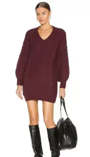 Bardot Bell Knit Sweater Dress in Burgundy Size Small NWT REVOLVE