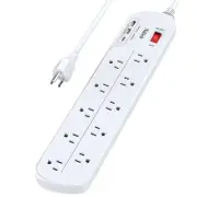 Long Power Strip, Multi Plug Outlet Extender with 10 Outlets, Heavy Duty Exte...