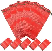 BEBEMOKO 25pcs Mesh Bag for Vegetable Reusable Produce Onion Bags Agricultural Food Onion Potato Storage Onions Produce Bag Net Bags Drawstring Onion Drawstring Bags Polypropylene Red