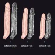 Men-Condom Extender Enlarger Sheath Bigger Penis Girth Enhancer Realistic Sleeve