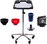 Braids & Freckles - Magnetic Professional Colorist Salon Tray On Wheels, Magnetic Bowls & More, 17” x 17" with Adjustable Height Up to 41”, Expert Chrome