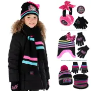 Jojo Toddler Winter Hat or earmuffs and Kids Mitten or glove Set, Beanie Age 3-7