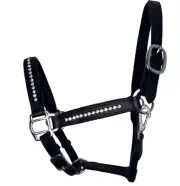 Clear Crystal Leather Horse Padded Headcollar Halter All Size & Colors.