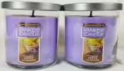 Yankee Candle LEMON LAVENDER Small Tumbler Jars Flat Top 7 oz Purple Lot of 2