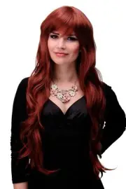 Wig Ladies Women Long Wavy Layered Fringe Red Copper 80cm 6311-350