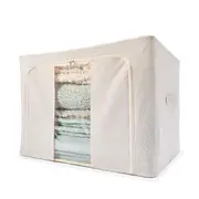 Linen Look Collapsible Box with Window - Extra Large, Beige