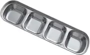 Luxshiny Four-Grid Condiment Sauce Bowl Stainless Steel Sauce Dish Plate Dipping Bowl Tableware Condiments