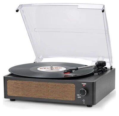 Seasonlife Vinyl Record Player Speakers Vintage Turntable R608 - BLACK