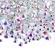 AD Beads 1440 Pieces Mixed Size No Hotfix Glue on Quality Glass Flatback Rhinestones Round Crystal Gems (02 Crystal AB)