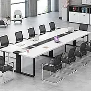 LYXWGRZD Executive Conference Table, Meeting Table for 8-10, Business Furnitur Seminar Table, Training Table with Metal Frame(White)