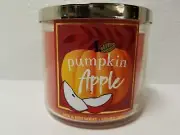 Bath & Body Works Pumpkin Apple Scented 3 Wick Candle 14.5 oz Pumpkin Patch Lid