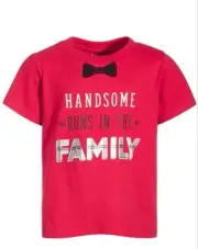 4T Shirt Red Handsome Runs In The Family Bow Tie NWT