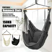 Portable Hanging Hammock Chair Swing Garden Outdoor Camping Soft with 2Xcushions