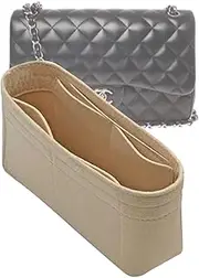 Lckaey Bag Organizer Insert for chanel classic flap bag insert mini bag Shaper Insert - Premium Felt No zipper2009beige-mini