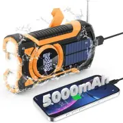 5000mAh Emergency Radio, Portable Dynamo Crank Weather Radio with Bluetooth, ...