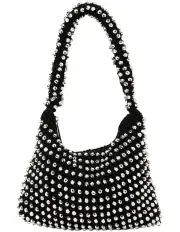 [Mocha] Tiana Dainty Beaded Bag in Black/Silver