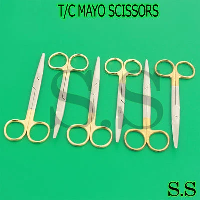 10 T/C MAYO DISSECTING SCISSORS STRAIGHT+CURVED 5.5" W/ TUNGSTEN CARBIDE INSERT