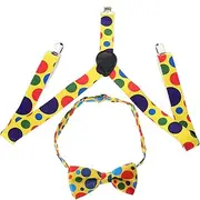 [OKUMEYR] 1 Set Dot Bow Tie Belt Colorful Dot Suspender Bow Tie Kid Suspender Bow Tie Clown Bow Tie Clown Bowtie Party Favor Clown Costume Suspenders Boy Child Cloth Clown Skirt, Red,yellow, 65x2.5cm