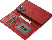 [GoshukunTech] for Samsung Galaxy A54 Case,for Galaxy A54 5G Phone Cover [2 in 1 Wallet Leather Case] Detachable Magnetic Flip Cover with Card Slots,Wrist Strap-Red