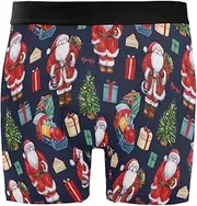 [ZZXXB] Retro Santa Claus Mens Boxer Briefs Stretch Breathable Underwear Fly Front with Pouch S-XXL