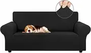 Stretch Loveseat Sofa Cover Slipcover,Couch Covers for 2 Cushion Couch Sofa (55"-79") Furniture Protector Sofa with Elastic Bottom for Kids,Dog. Jacquard Small Checked (Medium,Black)